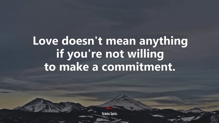 Love doesn’t mean anything if you’re not willing to make a commitment. | Nicholas Sparks quote