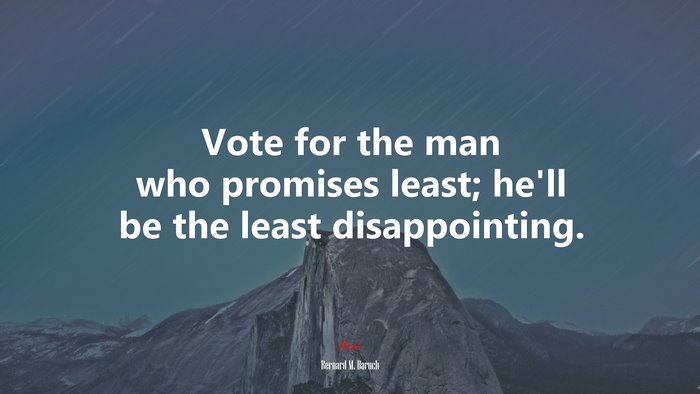 Vote for the man who promises least; he’ll be the least disappointing. | Bernard M. Baruch quote