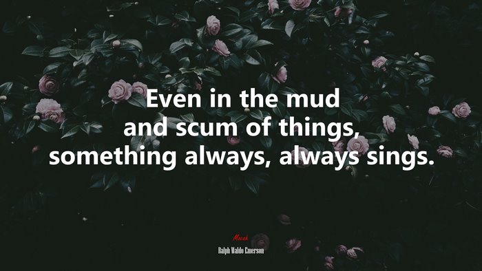 Even in the mud and scum of things, something always, always sings. | Ralph Waldo Emerson quote