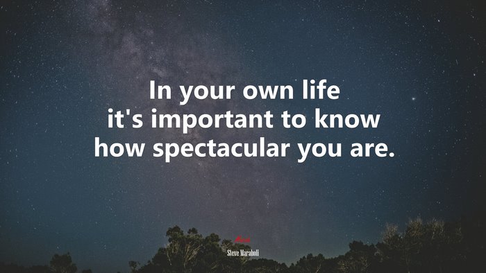 In your own life it’s important to know how spectacular you are. | Steve Maraboli quote