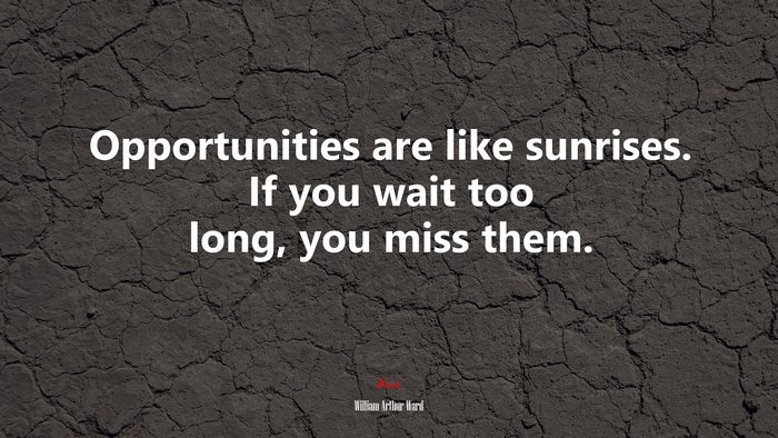 Opportunities are like sunrises. If you wait too long, you miss them. | William Arthur Ward quote