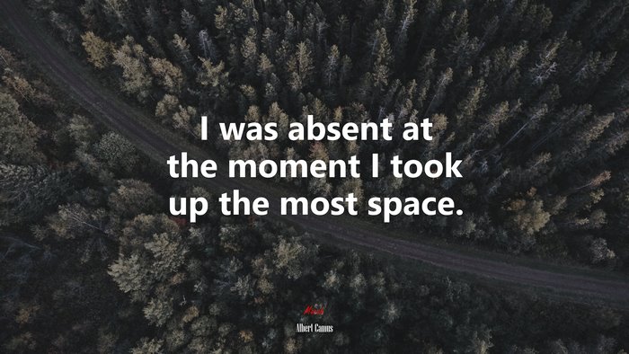 I was absent at the moment I took up the most space. | Albert Camus quote