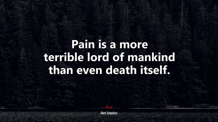 Pain is a more terrible lord of mankind than even death itself. | Albert Schweitzer quote