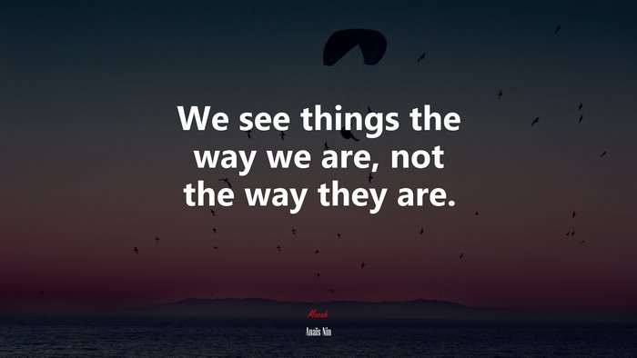 We see things the way we are, not the way they are. | Anaïs Nin quote