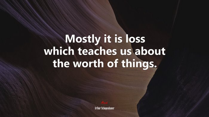 Mostly it is loss which teaches us about the worth of things. | Arthur Schopenhauer quote