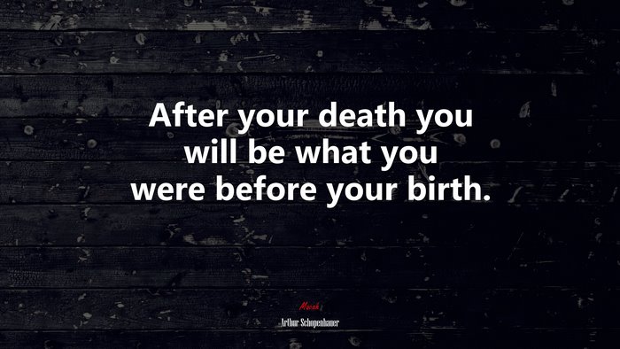 After your death you will be what you were before your birth. | Arthur Schopenhauer quote
