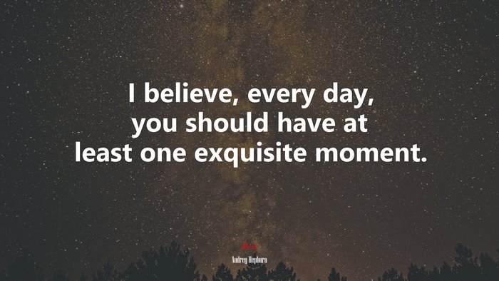 I believe, every day, you should have at least one exquisite moment. | Audrey Hepburn quote