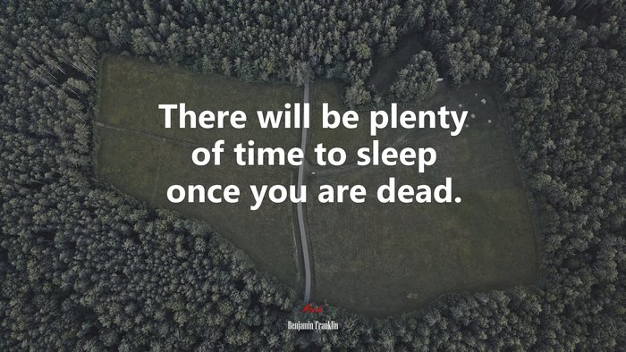 There will be plenty of time to sleep once you are dead. | Benjamin Franklin quote