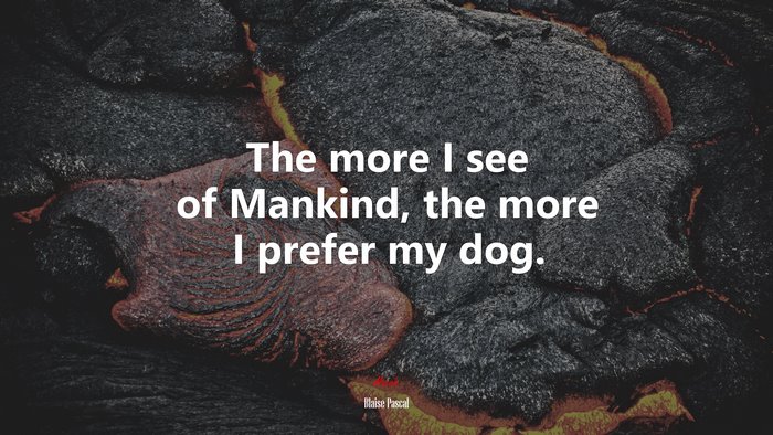 The more I see of Mankind, the more I prefer my dog. | Blaise Pascal quote
