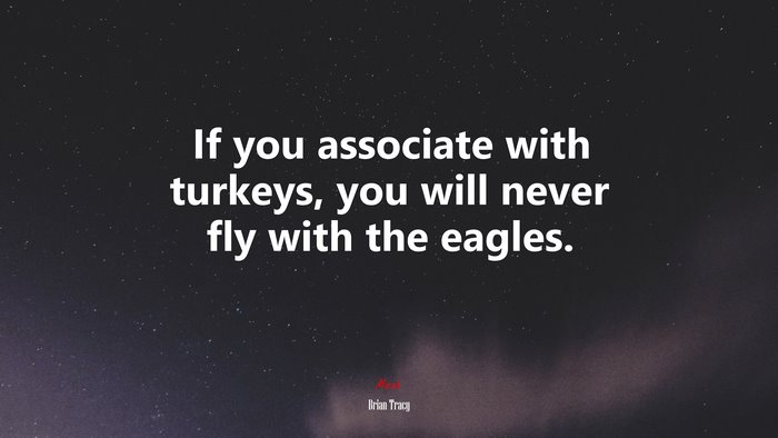 If you associate with turkeys, you will never fly with the eagles. | Brian Tracy quote