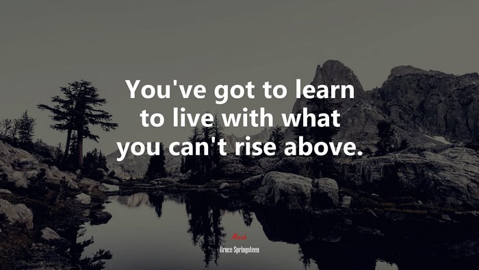 You’ve got to learn to live with what you can’t rise above. | Bruce Springsteen quote