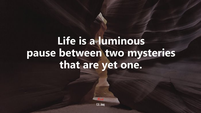 Life is a luminous pause between two mysteries that are yet one. | C.G. Jung quote