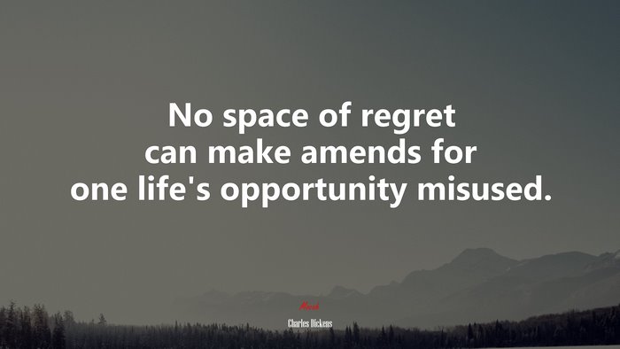No space of regret can make amends for one life’s opportunity misused. | Charles Dickens quote