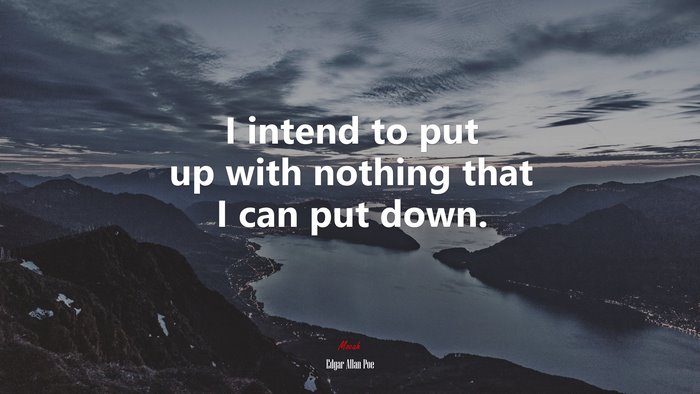I intend to put up with nothing that I can put down. | Edgar Allan Poe quote