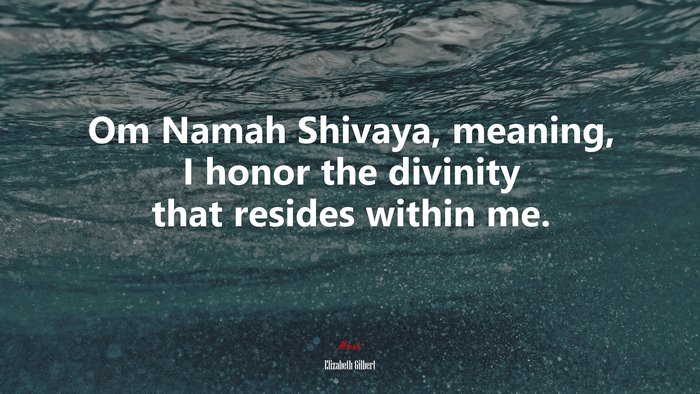 Om Namah Shivaya, meaning, I honor the divinity that resides within me. | Elizabeth Gilbert quote