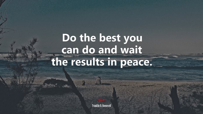 Do the best you can do and wait the results in peace. | Franklin D. Roosevelt quote
