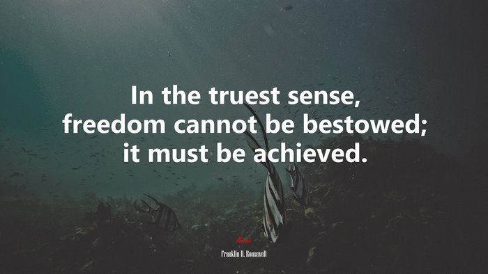 In the truest sense, freedom cannot be bestowed; it must be achieved. | Franklin D. Roosevelt quote