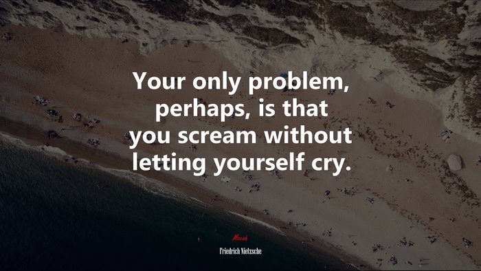 Your only problem, perhaps, is that you scream without letting yourself cry. | Friedrich Nietzsche quote