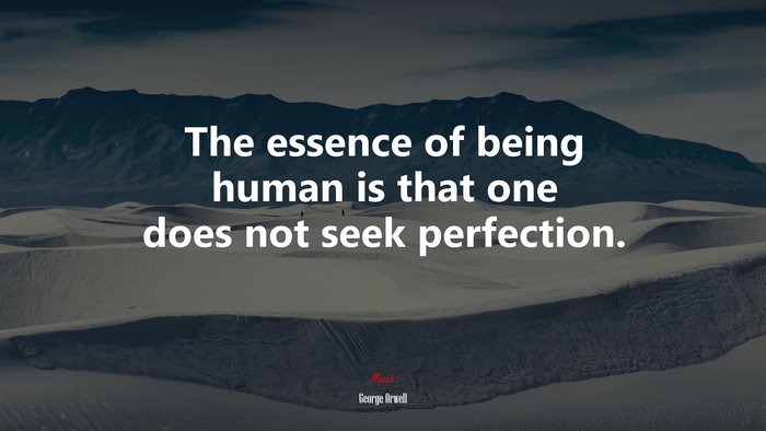 The essence of being human is that one does not seek perfection. | George Orwell quote