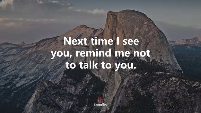 Next time I see you, remind me not to talk to you. | Groucho Marx quote