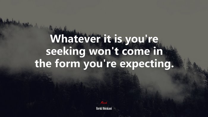 Whatever it is you’re seeking won’t come in the form you’re expecting. | Haruki Murakami quote