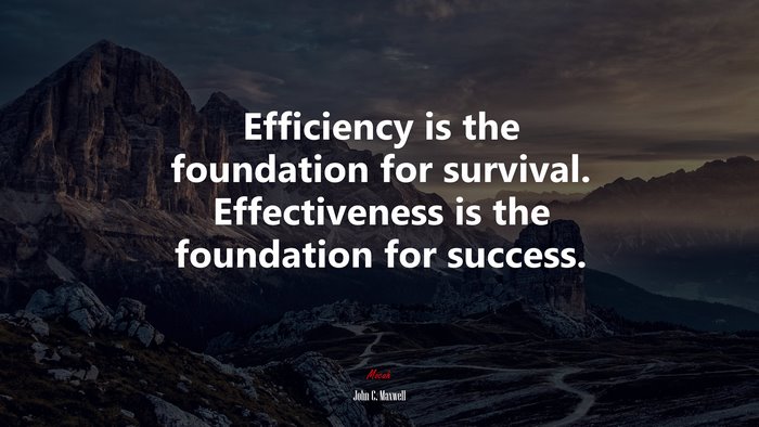 Efficiency is the foundation for survival. Effectiveness is the foundation for success. | John C. Maxwell quote