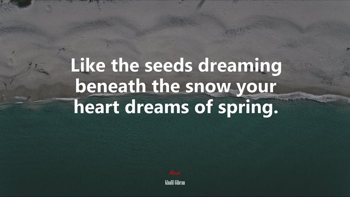 Like the seeds dreaming beneath the snow your heart dreams of spring. | Khalil Gibran quote