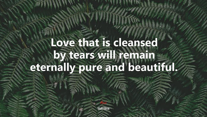 Love that is cleansed by tears will remain eternally pure and beautiful. | Khalil Gibran quote