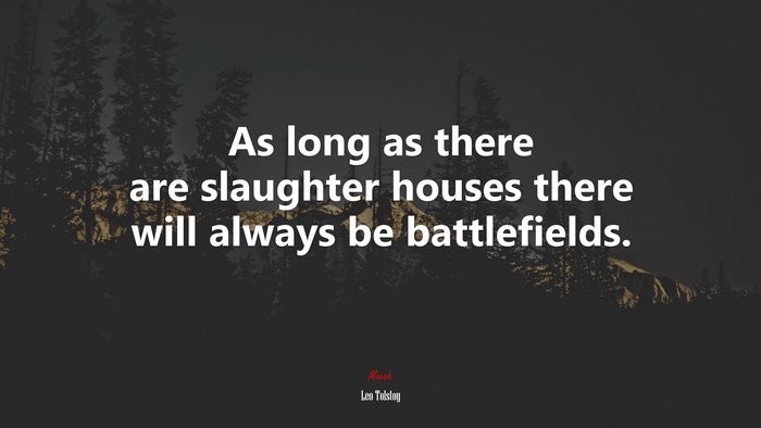 As long as there are slaughter houses there will always be battlefields. | Leo Tolstoy quote
