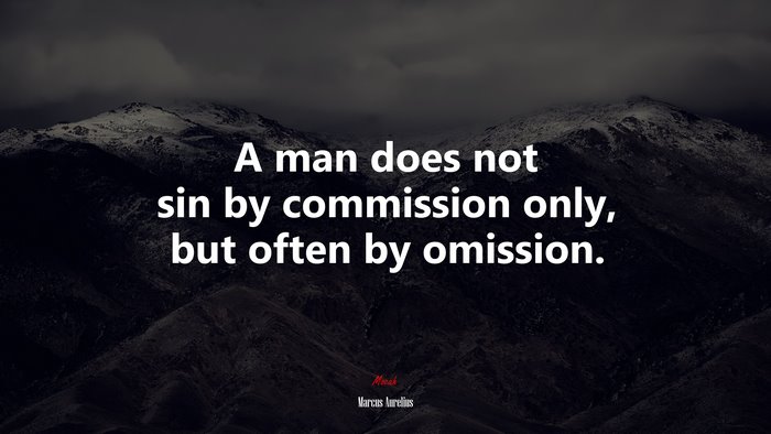 A man does not sin by commission only, but often by omission. | Marcus Aurelius quote