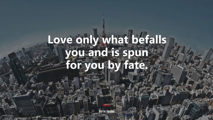 Love only what befalls you and is spun for you by fate. | Marcus Aurelius quote