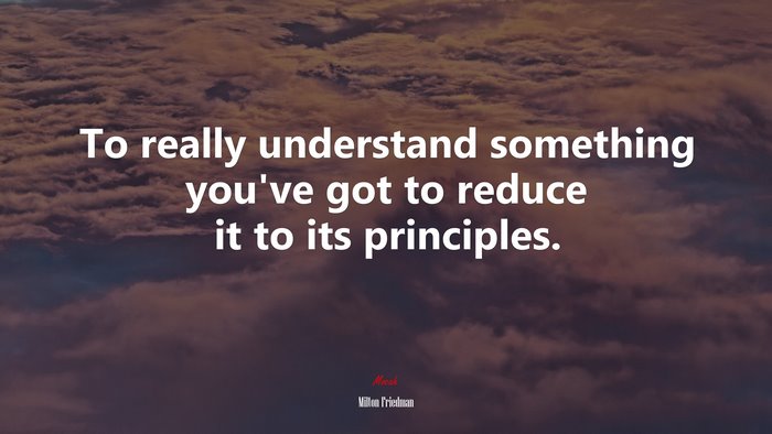 To really understand something you’ve got to reduce it to its principles. | Milton Friedman quote