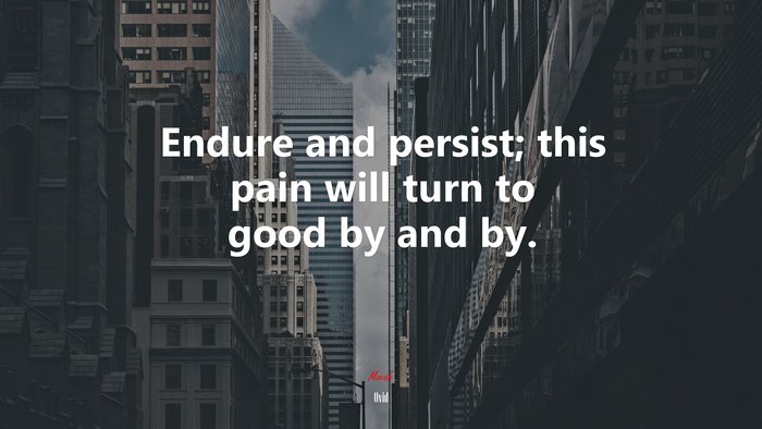 Endure and persist; this pain will turn to good by and by. | Ovid quote