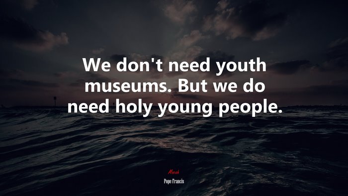 We don’t need youth museums. But we do need holy young people. | Pope Francis quote