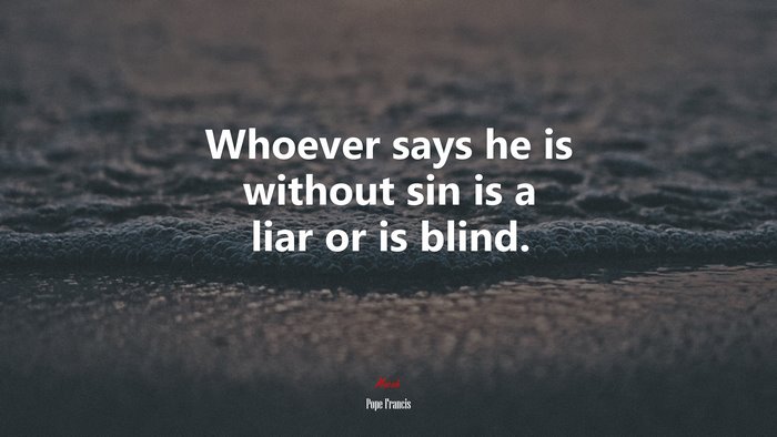 Whoever says he is without sin is a liar or is blind. | Pope Francis quote