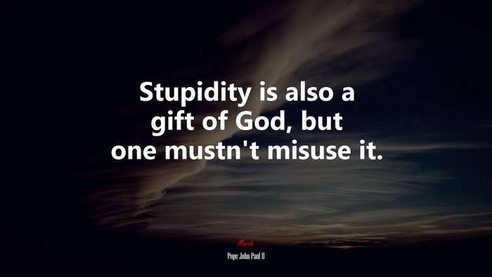 Stupidity is also a gift of God, but one mustn’t misuse it. | Pope John Paul II quote