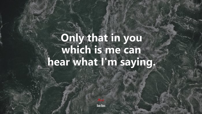 Only that in you which is me can hear what I’m saying. | Ram Dass quote