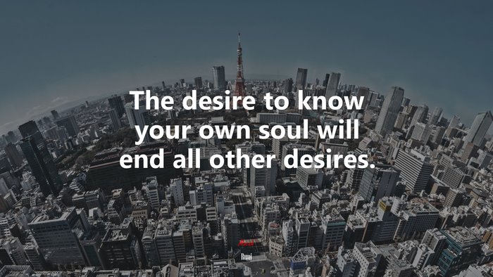 The desire to know your own soul will end all other desires. | Rumi quote