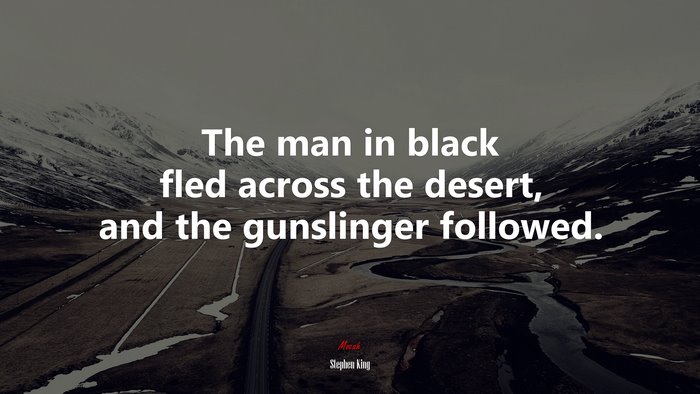 The man in black fled across the desert, and the gunslinger followed. | Stephen King quote