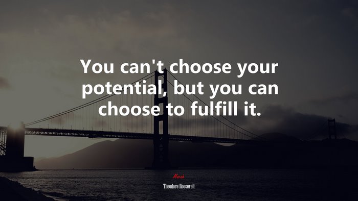 You can’t choose your potential, but you can choose to fulfill it. | Theodore Roosevelt quote
