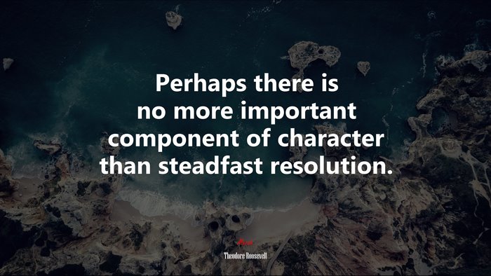 Perhaps there is no more important component of character than steadfast resolution. | Theodore Roosevelt quote