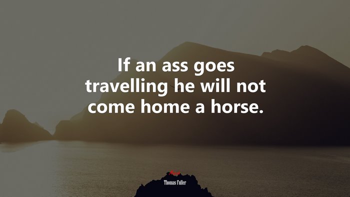 If an ass goes travelling he will not come home a horse. | Thomas Fuller quote
