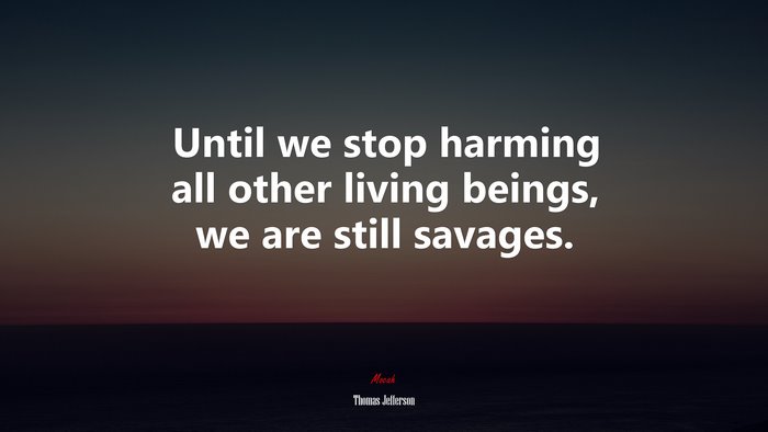 Until we stop harming all other living beings, we are still savages. | Thomas Jefferson quote