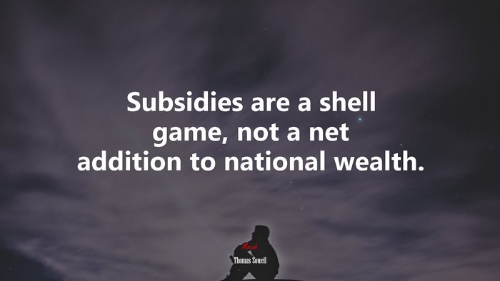 Subsidies are a shell game, not a net addition to national wealth. | Thomas Sowell quote