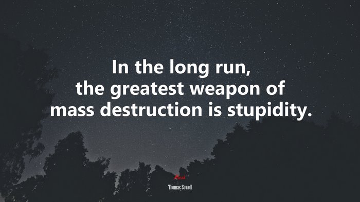 In the long run, the greatest weapon of mass destruction is stupidity. | Thomas Sowell quote
