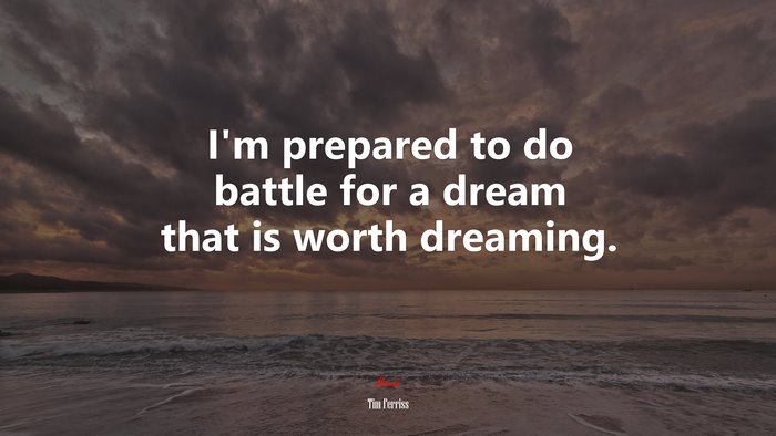 I’m prepared to do battle for a dream that is worth dreaming. | Tim Ferriss quote