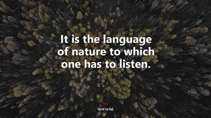 It is the language of nature to which one has to listen. | Vincent van Gogh quote