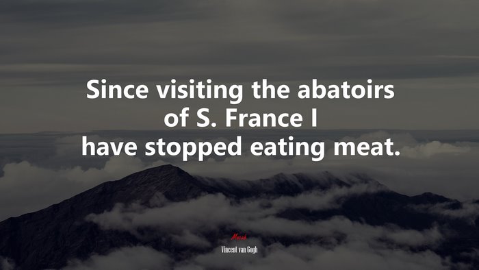 Since visiting the abatoirs of S. France I have stopped eating meat. | Vincent van Gogh quote