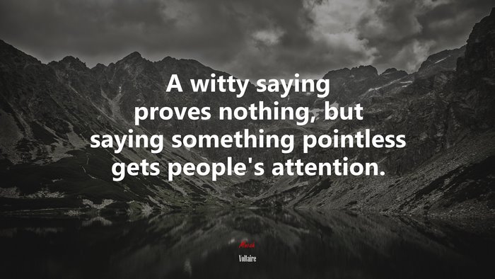 A witty saying proves nothing, but saying something pointless gets people’s attention. | Voltaire quote