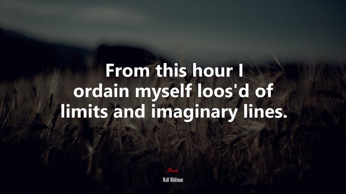 From this hour I ordain myself loos’d of limits and imaginary lines. | Walt Whitman quote